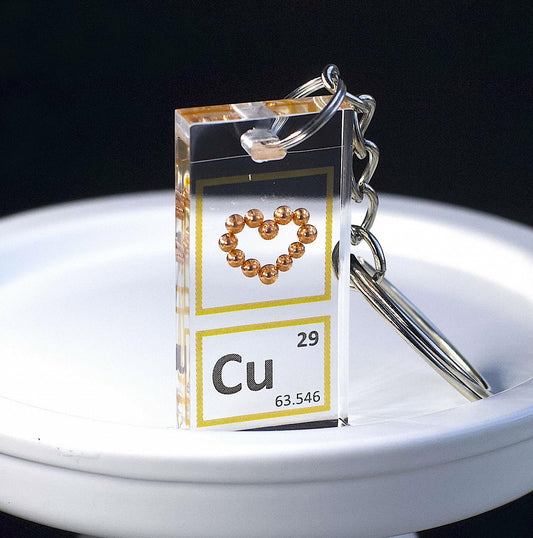 Copper heart keychain 20x40 mm, 99.99%, Cu