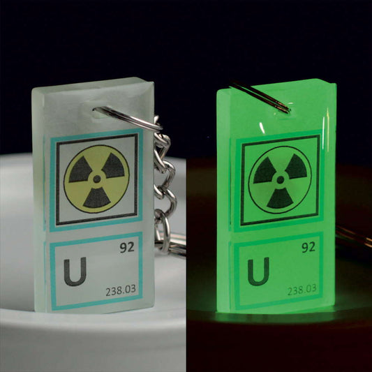 Uranium keychain 20x40 mm with luminophore (no real U)