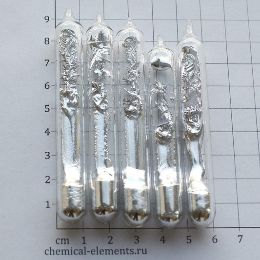 Indium crystals inside ampoule 12x80 mm, 99.99