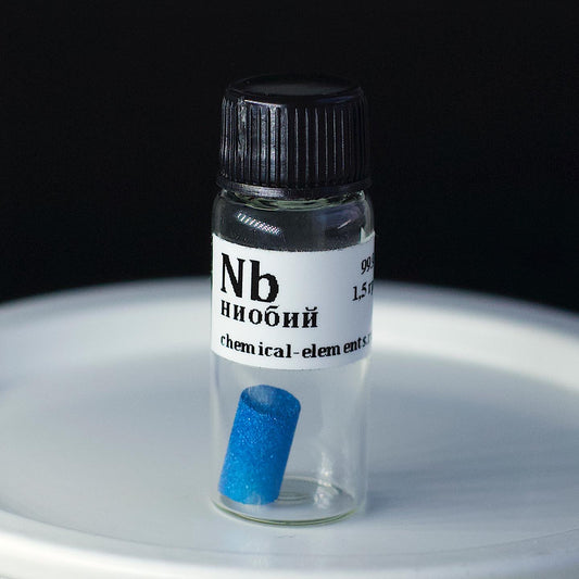Anodized blue niobium cylinder (Nb), 5x10 mm, 99.9%, 1.5 g. - 1 piece
