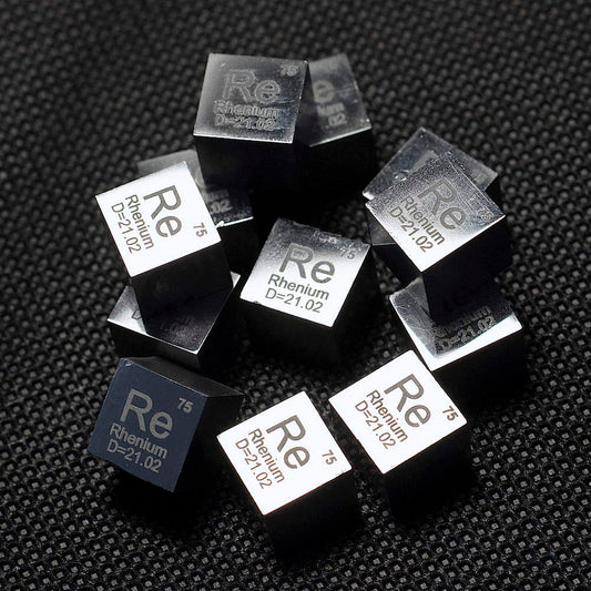 Rhenium metal cube 9x9x10 mm (Re), 14 g.,  99.9% with 2 mirror sides