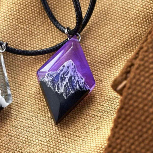 Epoxy Rhomb Pendant lilac fog in the mountains.