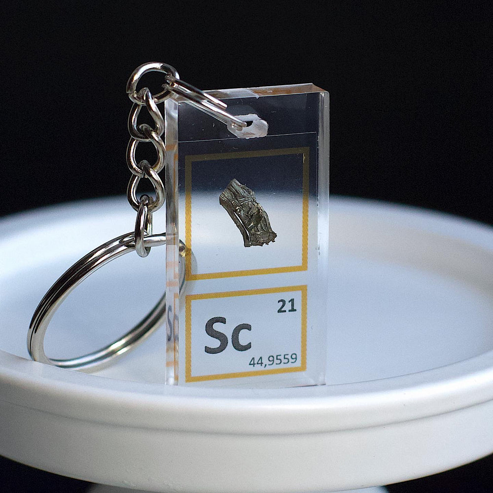 Metal Sc Keychain Scandium keychain 20x40 mm, 99.999%, Sc – Chemical Elements
