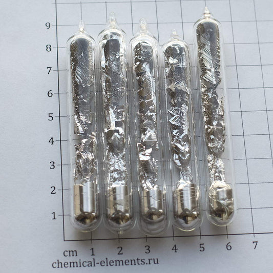 Bismuth crystals inside ampoule 12x80 mm, 99.99