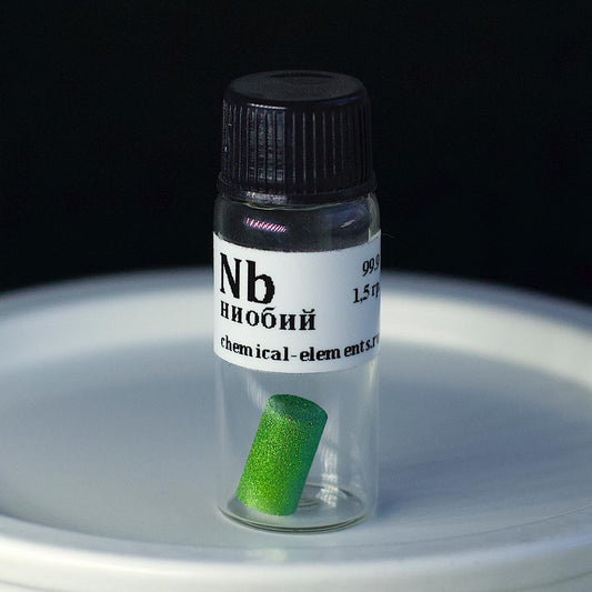 Anodized green niobium cylinder (Nb), 5x10 mm, 99.9%, 1.5 g. - 1 piece